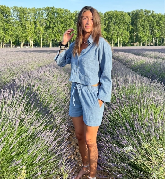 Chemise Oversize Courte - Bleue (100% Lin) – Image 4