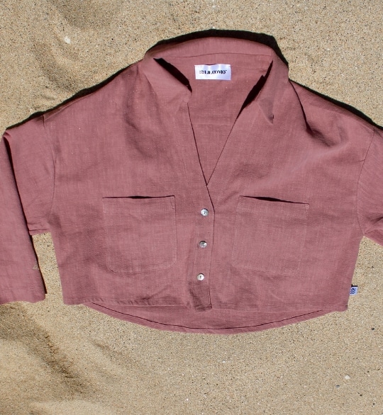 Chemise Oversize Courte – Rose (100% Lin) – Image 4