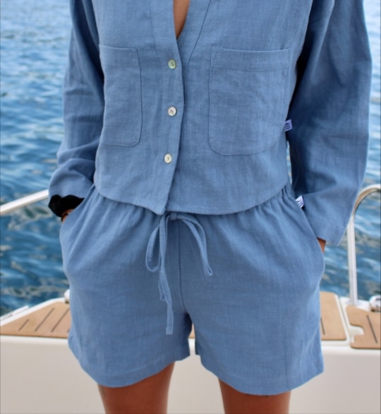 Short Liloomo – Bleu (100% Lin) – Image 6
