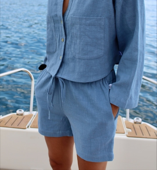 Short Liloomo – Bleu (100% Lin) – Image 7