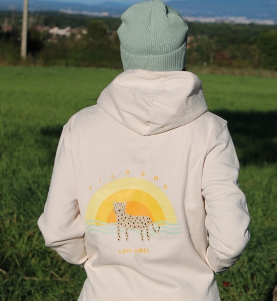 Sweat à capuche unisexe écru - Lazy vibes